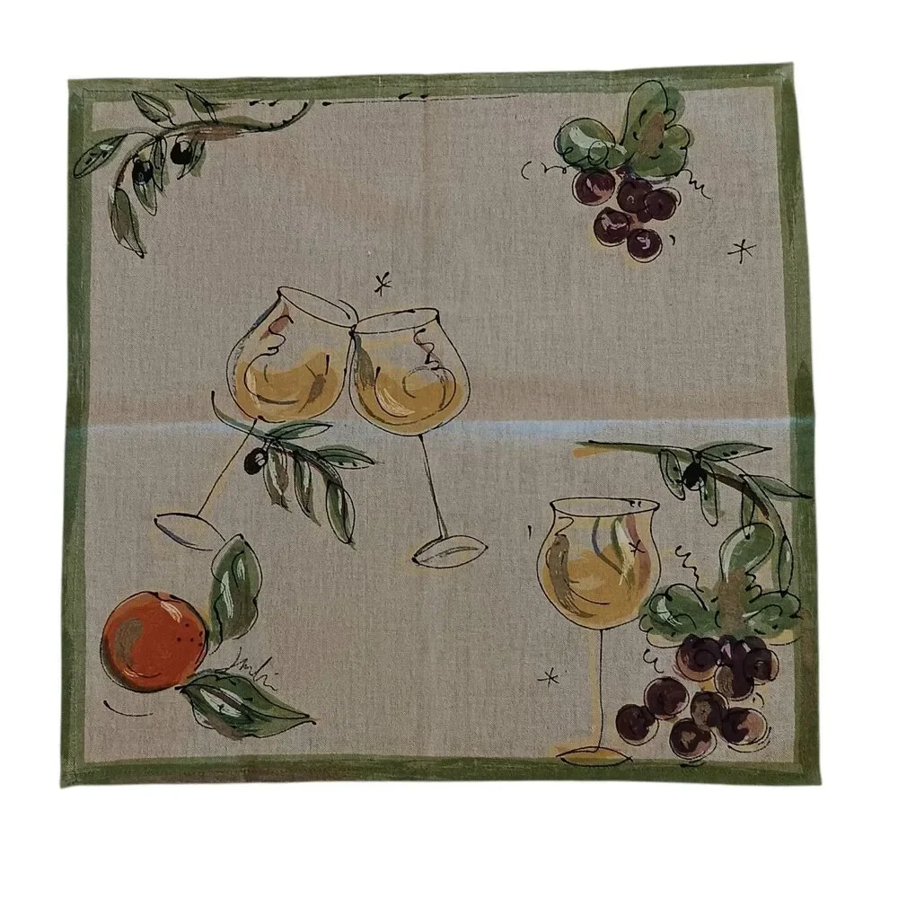 2 Wine Themed Placemats & 1 Napkin Or Bread Liner By Julia Junkin Cotton Vintage